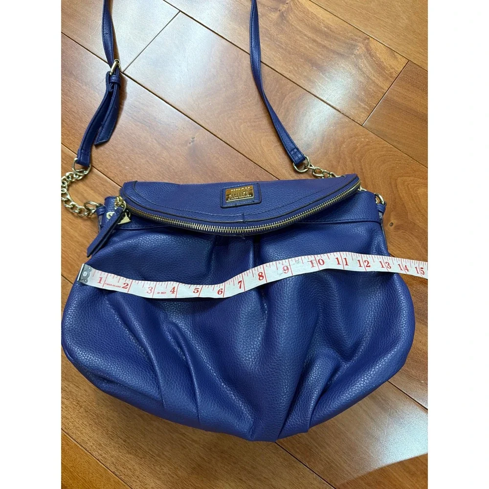 Juicy by Juicy Couture Crossbody Bag Womens Blue Pebbled Vegan Leather‎ Medium